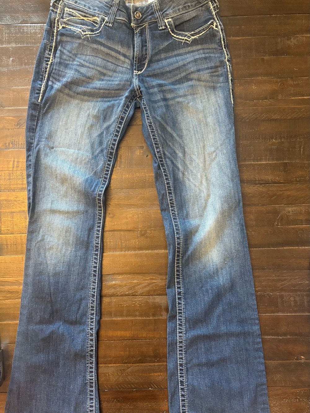 Ariat Women's Medium Blue Flared Jeans with Contrast Stitching 31L
